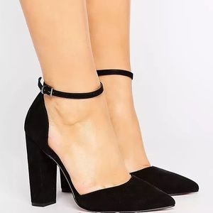ASOS DESIGN Wide Fit Penalty pointed high heels, Black, Size 7.5W, NWOT